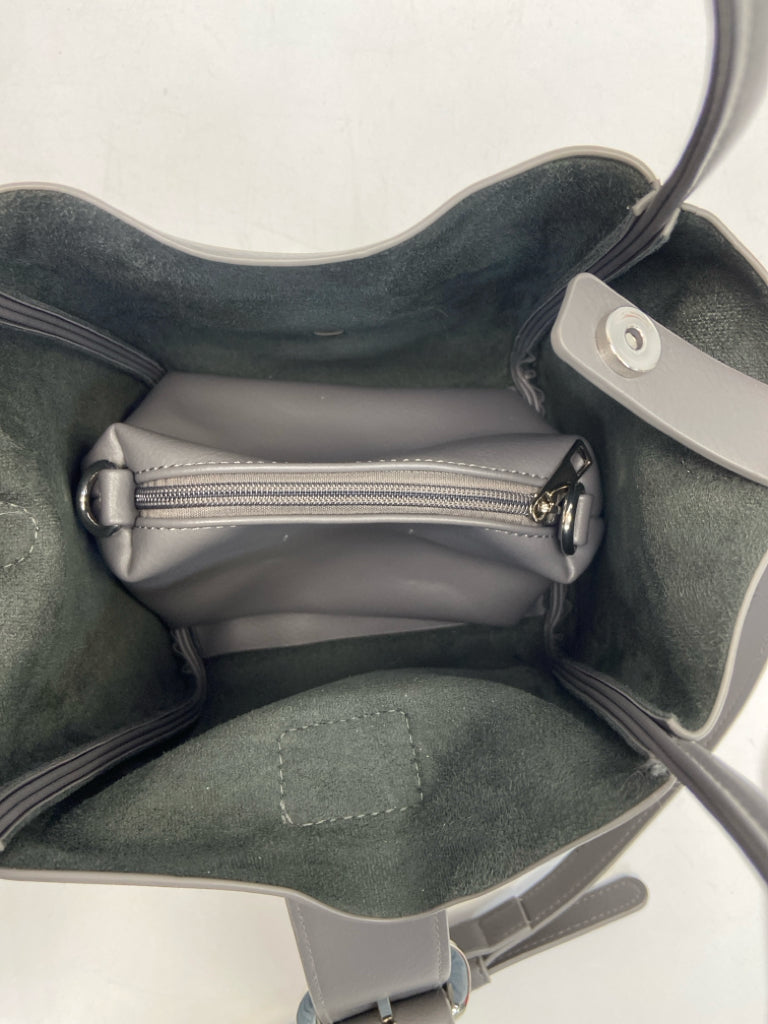 Anthropologie Dark Gray Silver Buckle(s) Handbag
