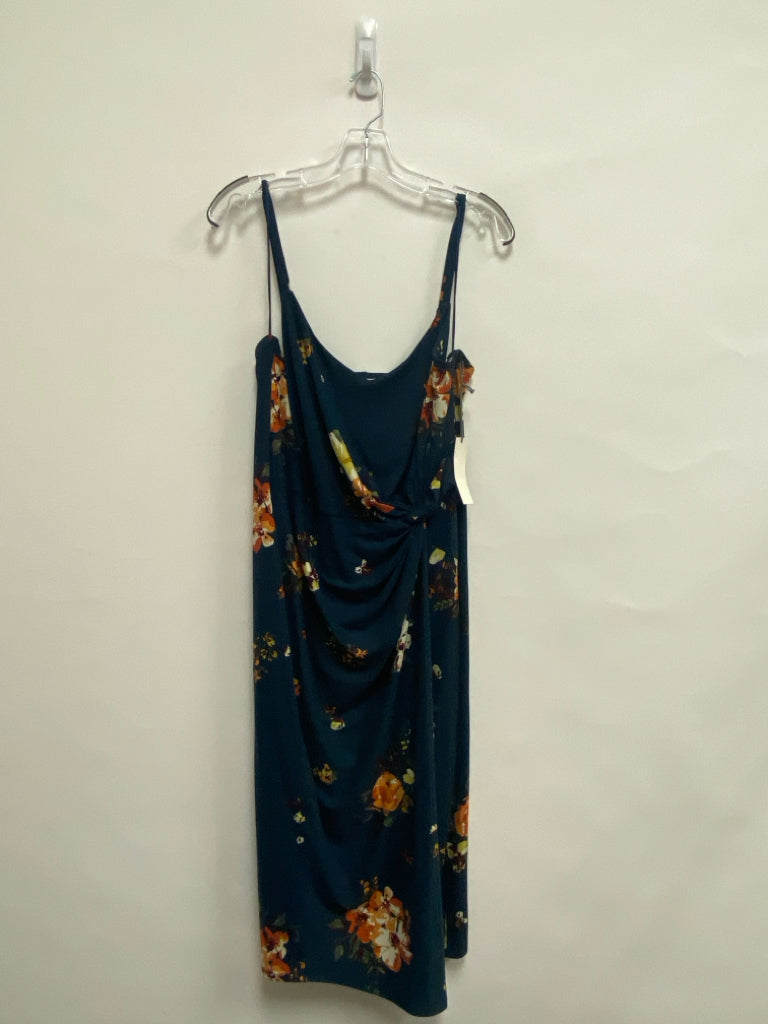 NWT Size XL Navy Orange/Green Flowers Sleeveless Ladies Dress