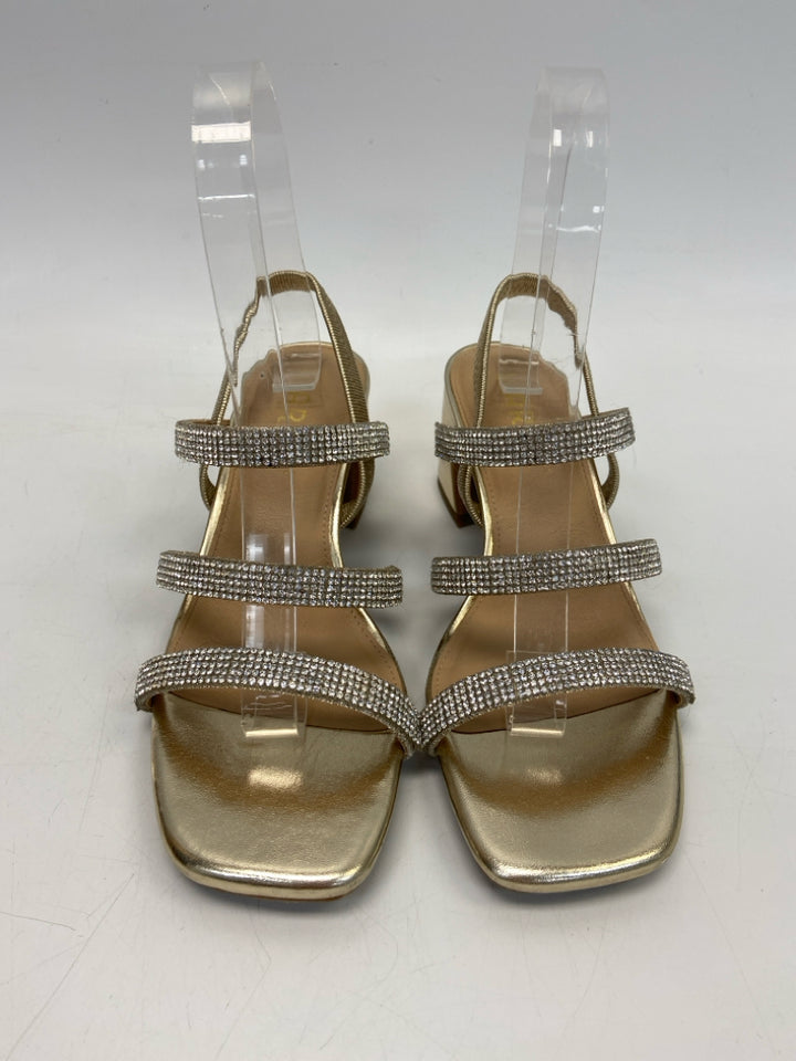 Size 6 Gold Silver Rhinestone(s) Sandals