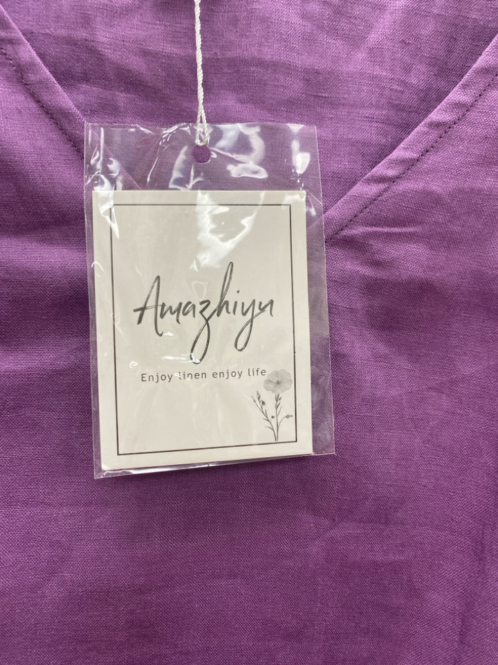 NWT Size M Purple Sleeveless Linen Ladies Top