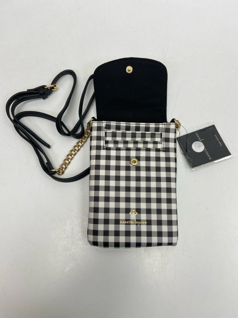 NWT Nanette Lepore Black/White Gingham Crossbody