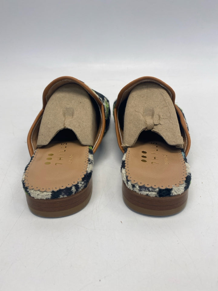 Size 41 Black/Green Wht/Blk Flats