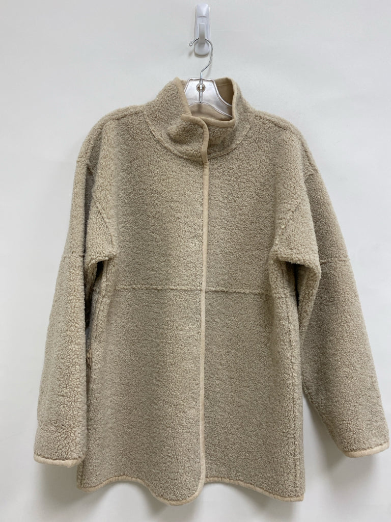 Velvet Size S Beige Button Up Boucle Ladies Jacket