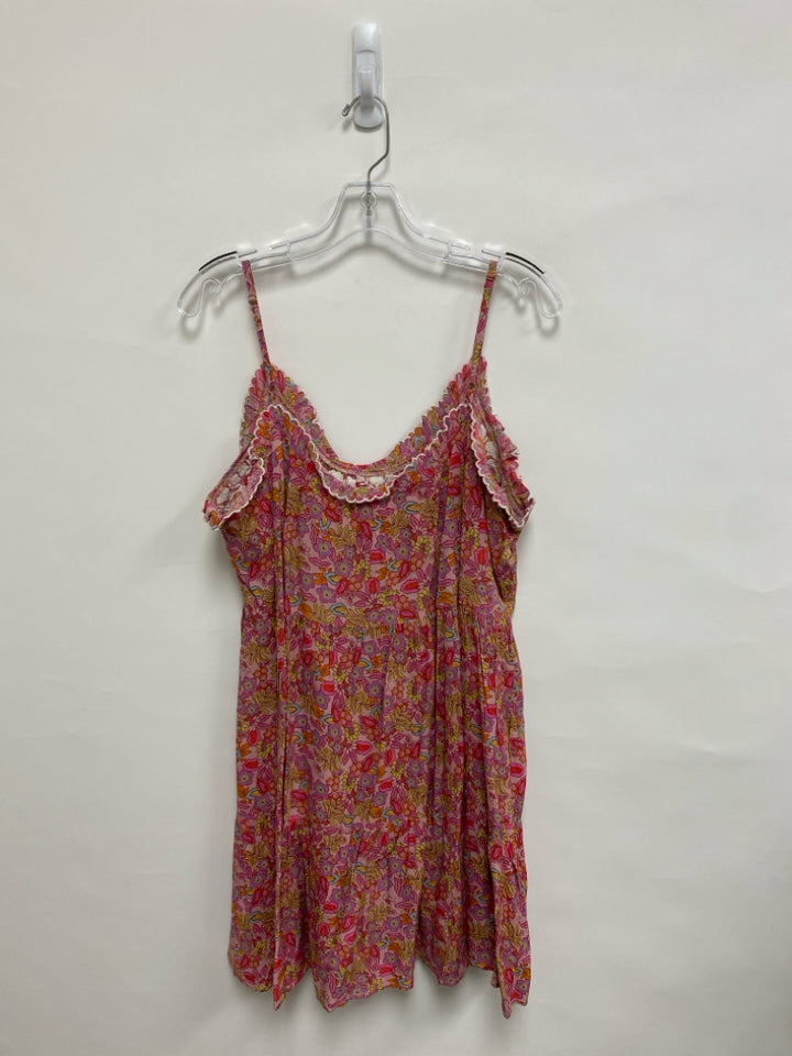 Natural Life Size L Pink Yellow/Multi Floral Sleeveless Ladies Dress