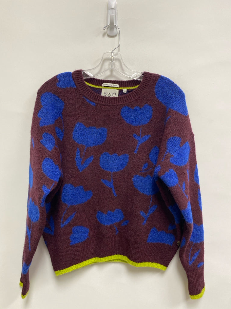 SCOTCH &amp; SODA Size XS Burgundy Blue Flowers Ladies Sweater