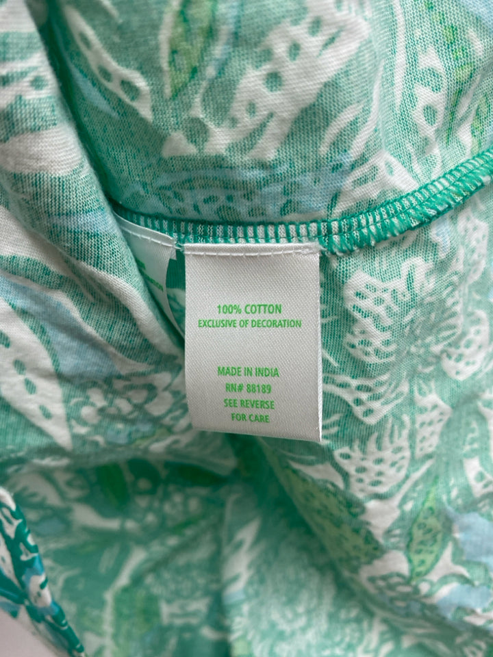 LILLY PULITZER Size S Green White Flowers Sleeveless Ladies Top