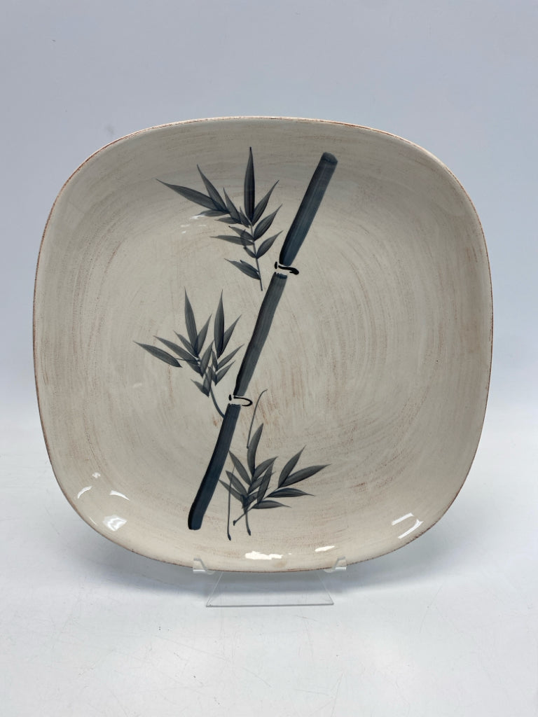 Cream Gray Bamboo Ceramic Tray