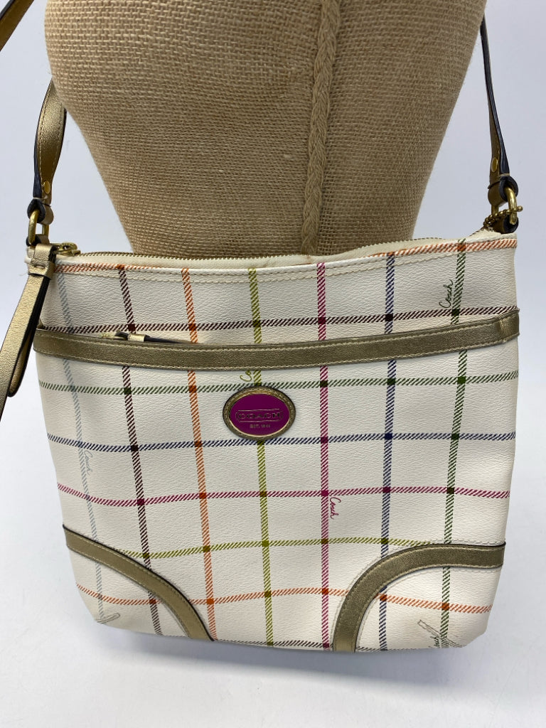 Coach US Size Cream Gold/Multi Plaid Crossbody