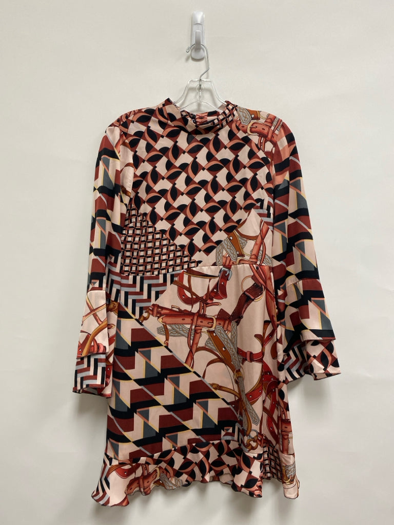 Zara Size M Pink Burgundy/Black Print Ladies Dress