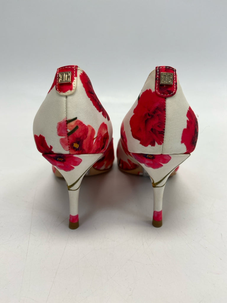 Ivanka Trump  Size 4.5 White Dark Pink Flower(s) Heels