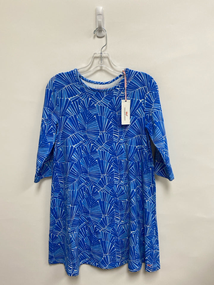 NWT Vineyard Vines SIZE 14 Blue White Leaves Long Sleeve Girl&