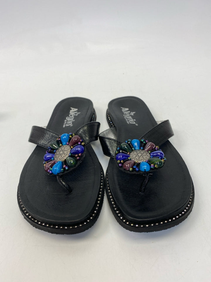Alegria  Size 36 Black Multi-Color Beaded Sandals