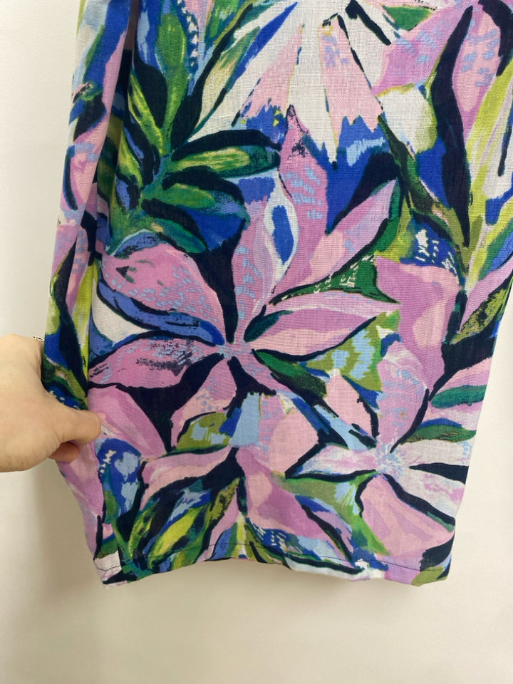 Zac/Rachel Size XL Purple Green/White Flowers Ladies Pants