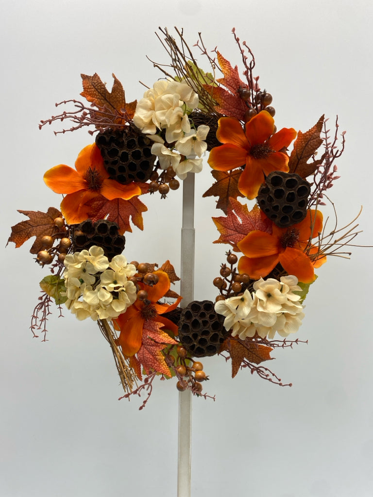 Orange Brown/Cream Leaves Wreath