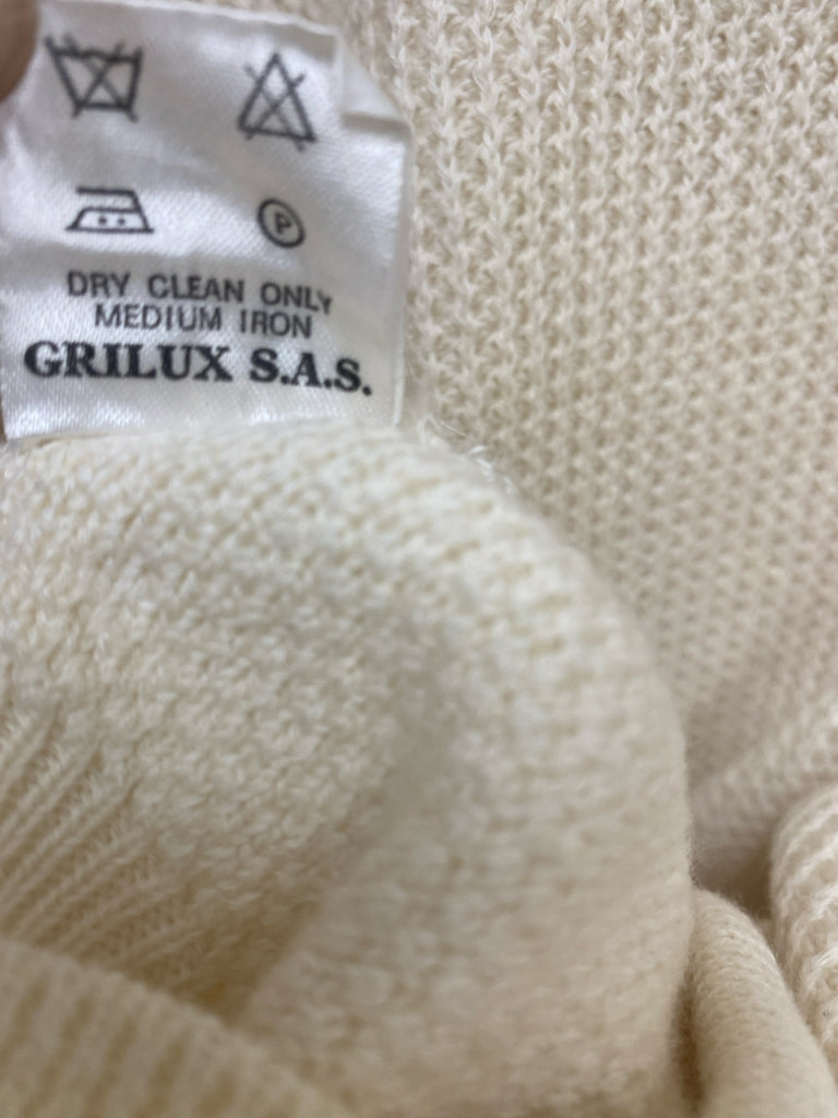 Luciano Barbera Size L Ivory V Neck Wool Blend Ladies Sweater