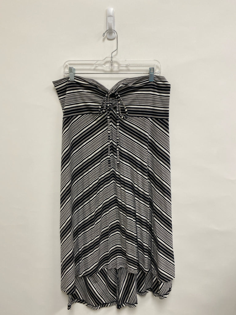 Patagonia Size L Black/White Gray Stripes Strapless Ladies Dress