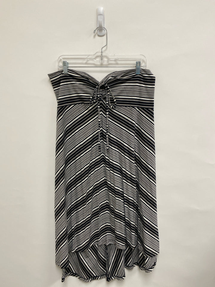 Patagonia Size L Black/White Gray Stripes Strapless Ladies Dress