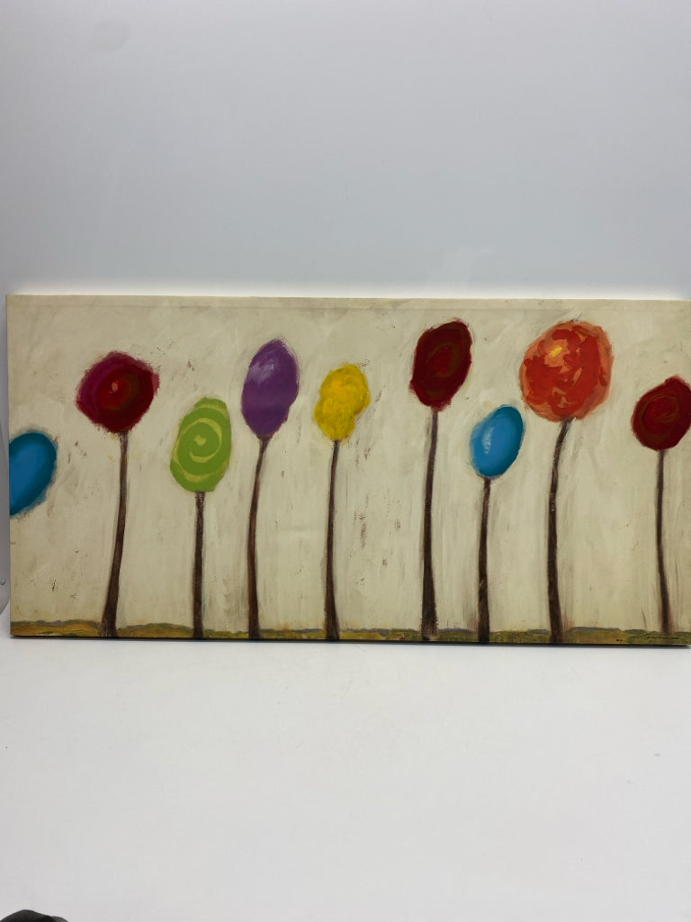 Cream Multi Color Flowers Canvas Art