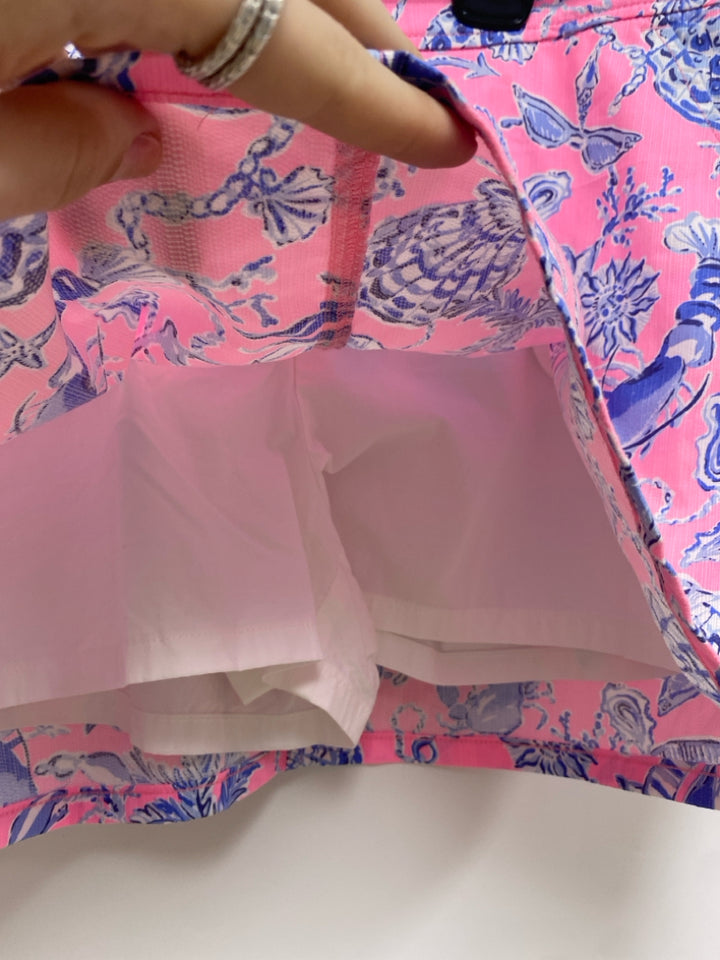 LILLY PULITZER Size 12 Pink Blue/White Shells Ladies Skort