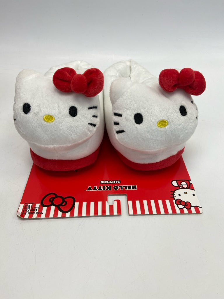 NEW/PKG Hello Kitty  Size 5/6 White Red Bow(s) Slippers