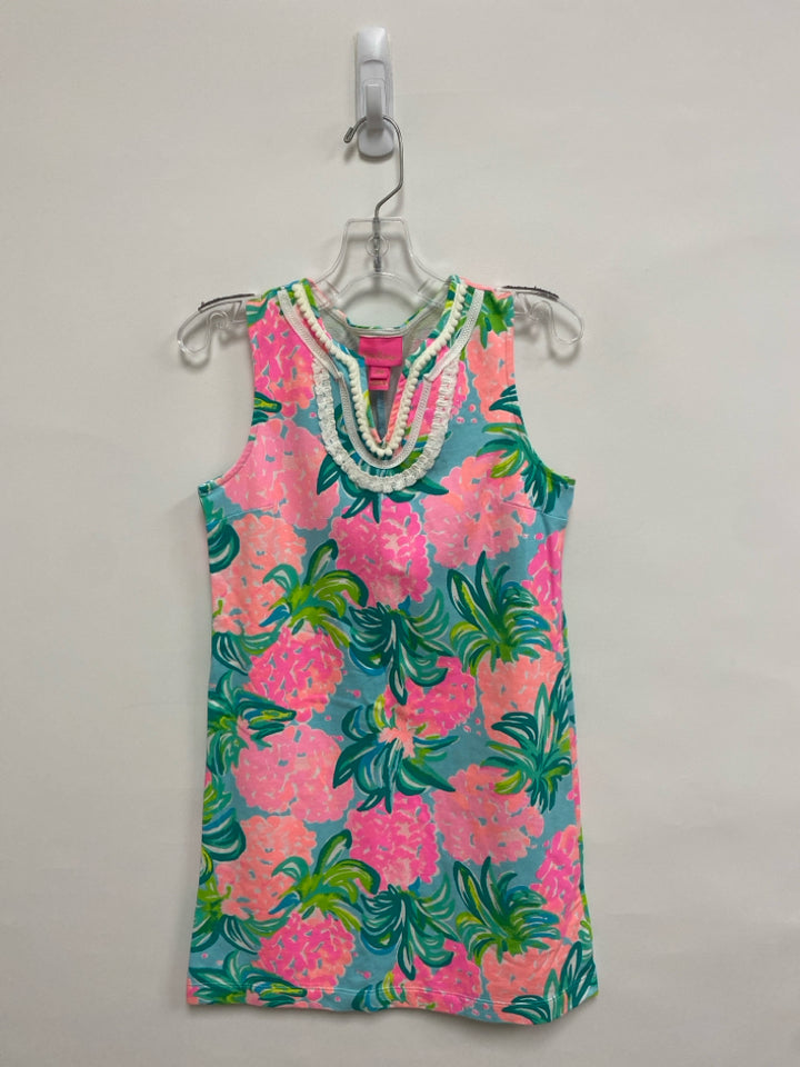 LILLY PULITZER SIZE 8/10 Pink Green/White Flowers Sleeveless Girl&