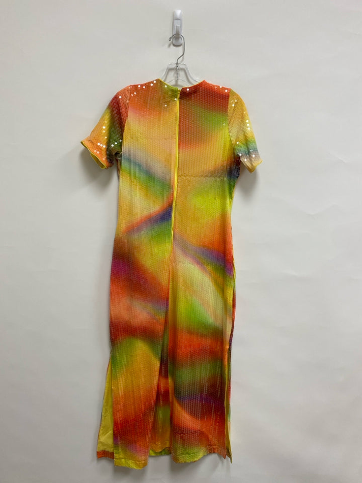 NWT Marie Oliver Size XS Orange Green/Yellow Sequins Maxi Ladies Dress