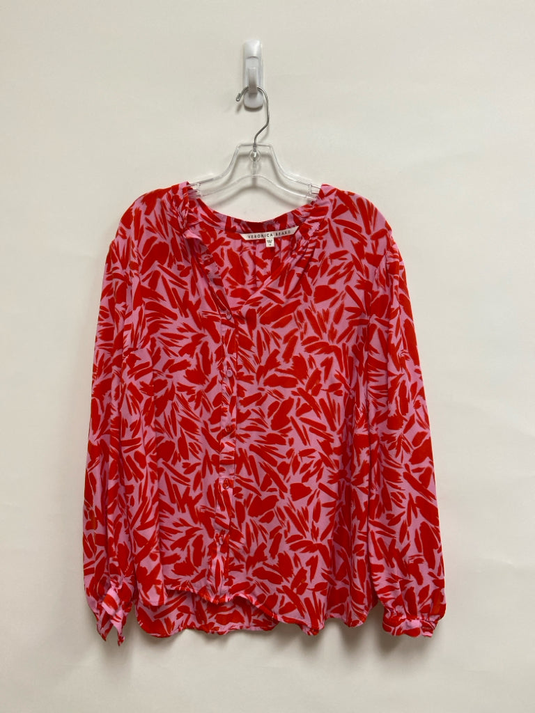 VERONICA BEARD  SIZE  18 Pink Red Shapes Button Up Plus Size Top