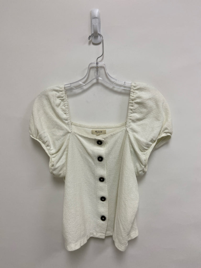 Madewell Size M White Texture Puff Sleeve Ladies Top