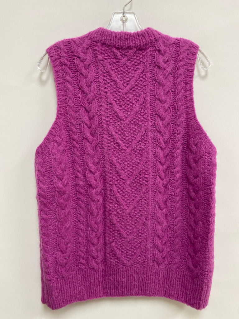 LINGUA FRANCA Size M Fuschia Cable Knit Wool Blend Ladies Sweater Vest