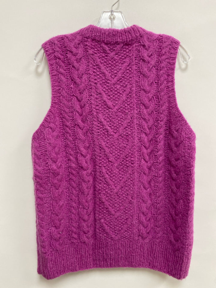 LINGUA FRANCA Size M Fuschia Cable Knit Wool Blend Ladies Sweater Vest