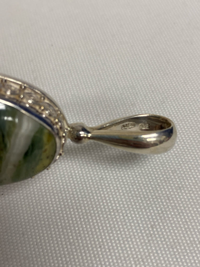 Brown/Green Silver Color Swirl Pendant