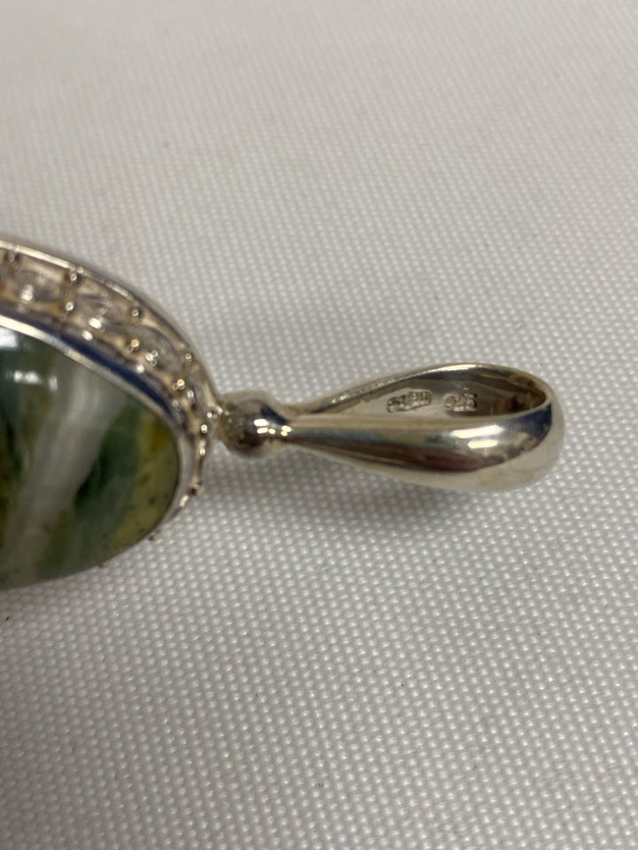 Brown/Green Silver Color Swirl Pendant