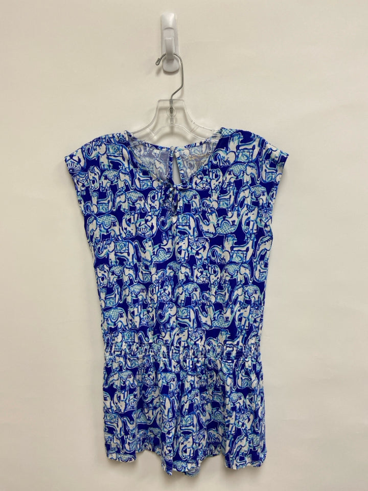 LILLY PULITZER SIZE 12/14 Blue/Green White/Aqua Elephant(s) Girl&
