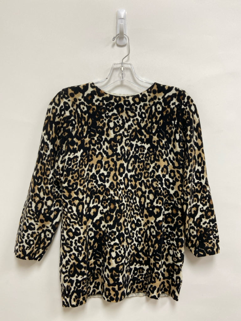 Talbots Size M Beige Black Animal Print Cashmere Ladies Sweater