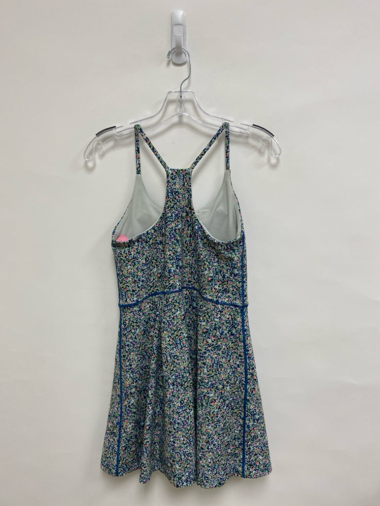 SAGE Size S Seafoam/White Blue/Pink Flowers Sleeveless Athletic Dress