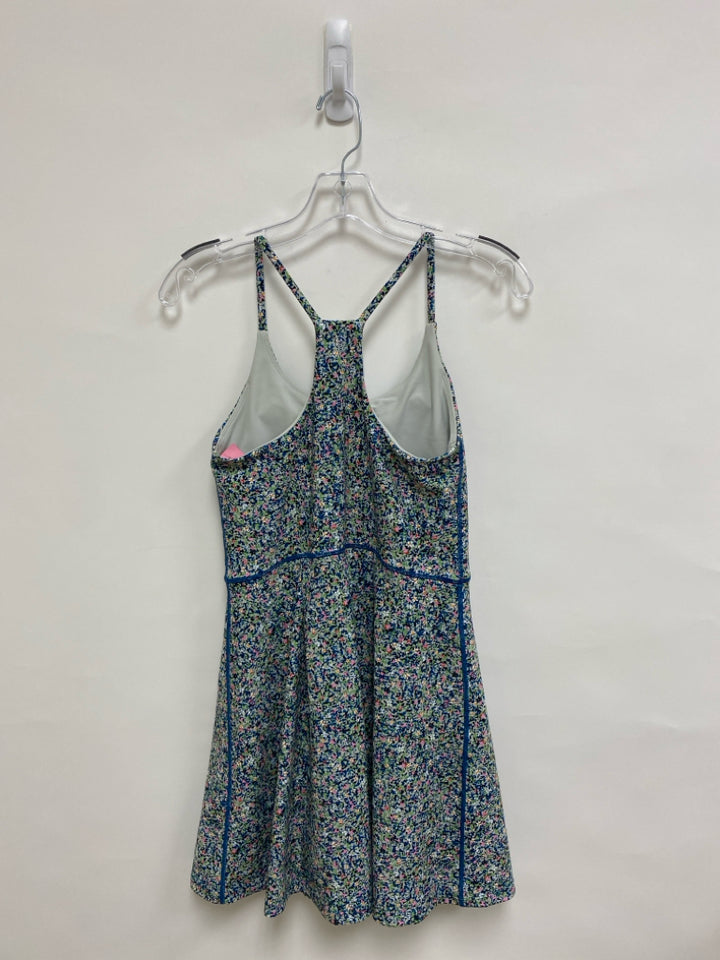 SAGE Size S Seafoam/White Blue/Pink Flowers Sleeveless Athletic Dress