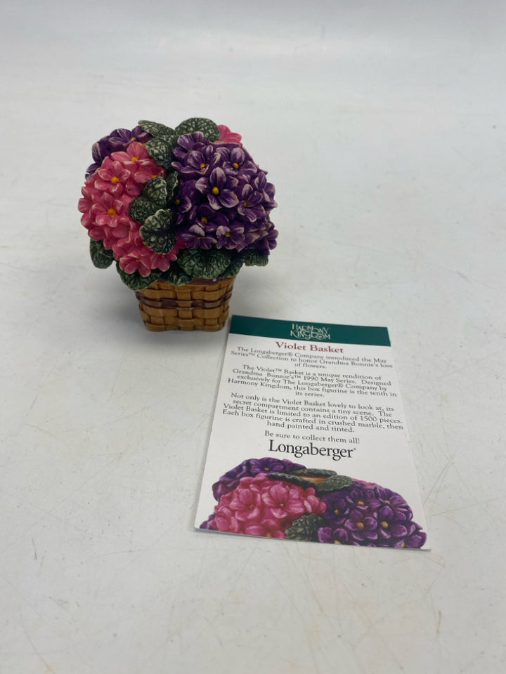 Longaberger Harmony Kingdom Violet Basket Mini Trinket  Box