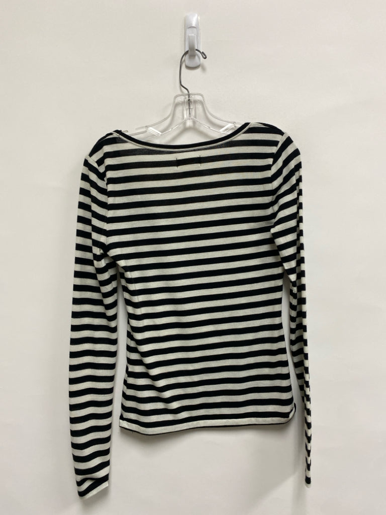 Maeve Size S Black Cream Striped Long Sleeve Ladies Top