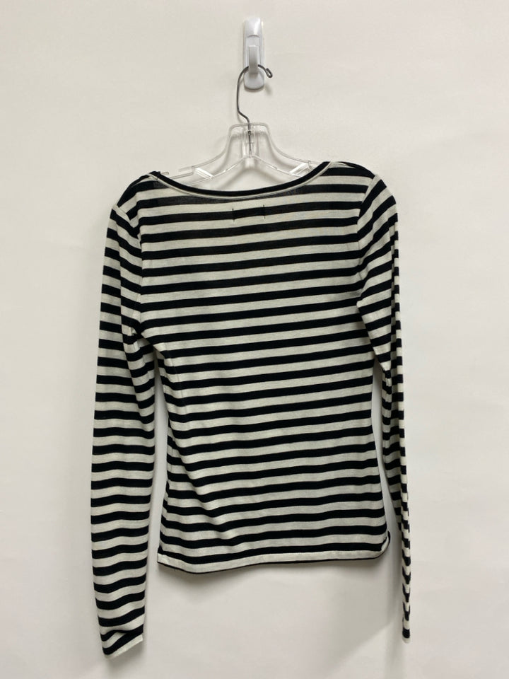 Maeve Size S Black Cream Striped Long Sleeve Ladies Top