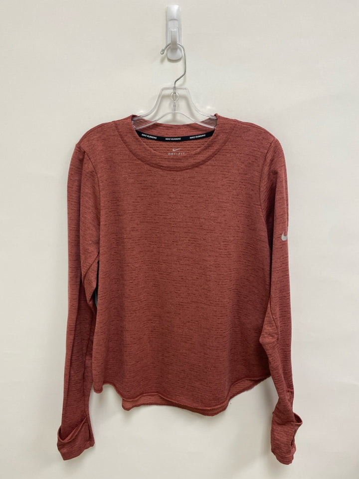 Nike Size L Terra Cotta Texture Long Sleeve Athletic Top