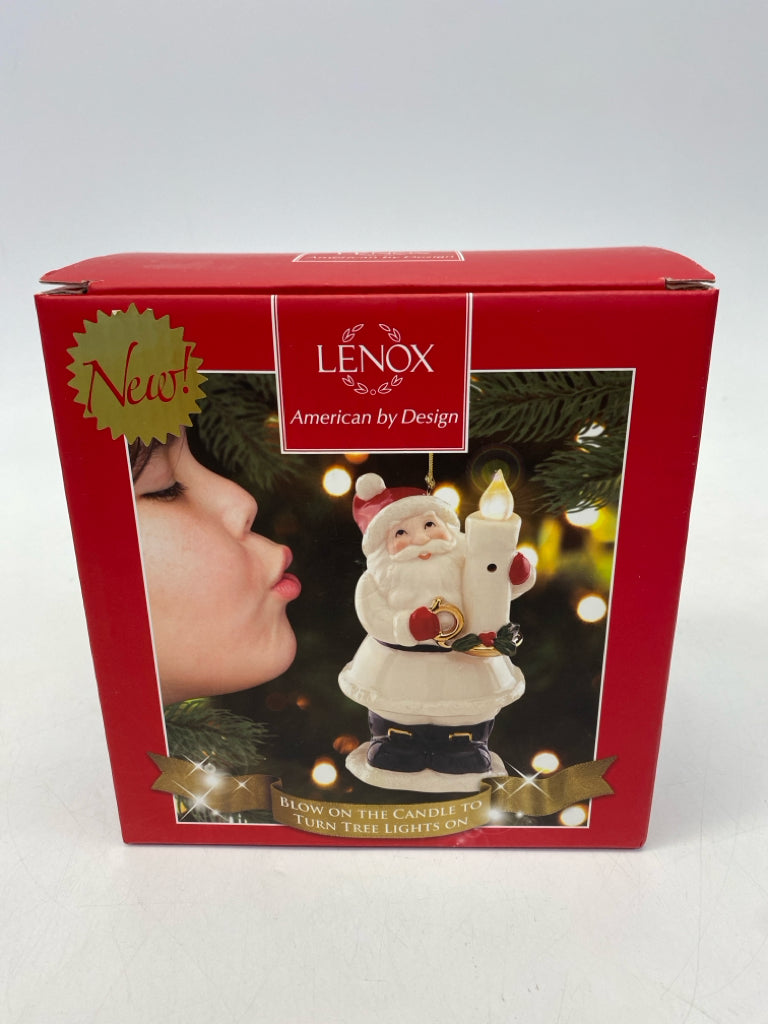 Lenox Cream Red Santa Ornaments
