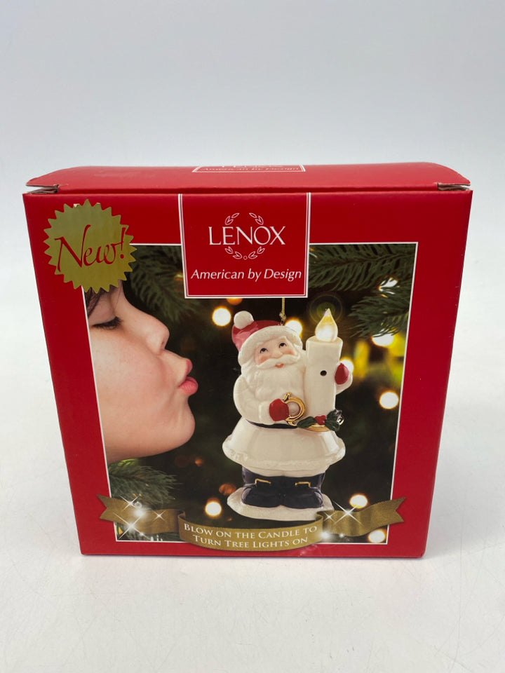 Lenox Cream Red Santa Ornaments