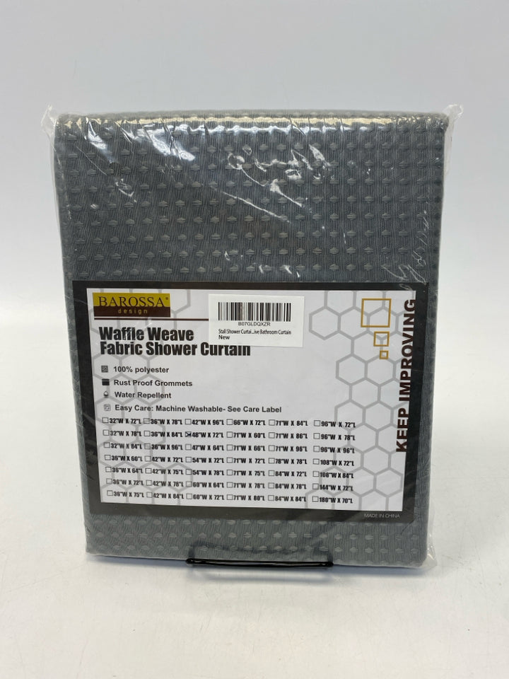 NEW/PKG Gray Waffle Shower Curtain