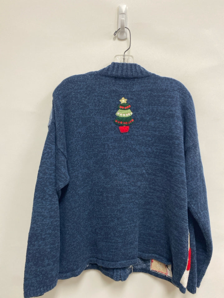 Size L Blue/White Red Snowman Zip Down Ladies Sweater
