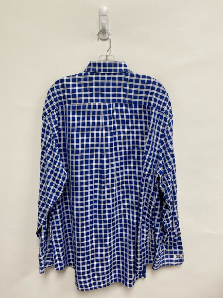 Peter Millar Size L Blue White Windowpane Men&
