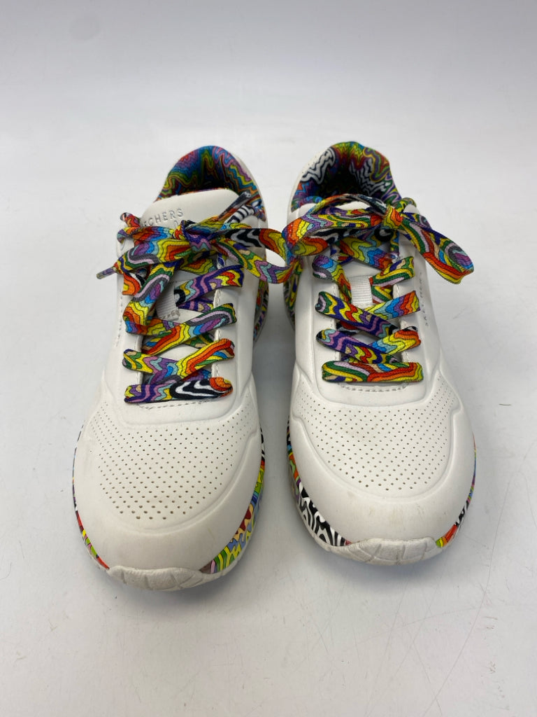 Skechers  Size 6.5 White Multi-Color Lace-up Sneakers