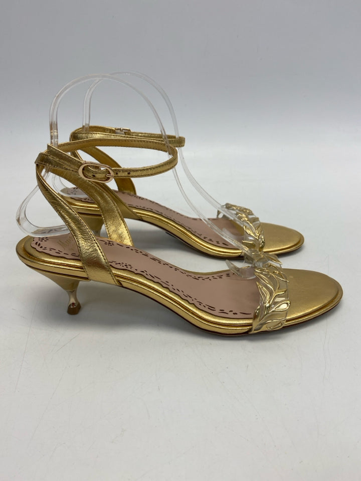Muse  Size 9 Gold Clear Leaves Sandals