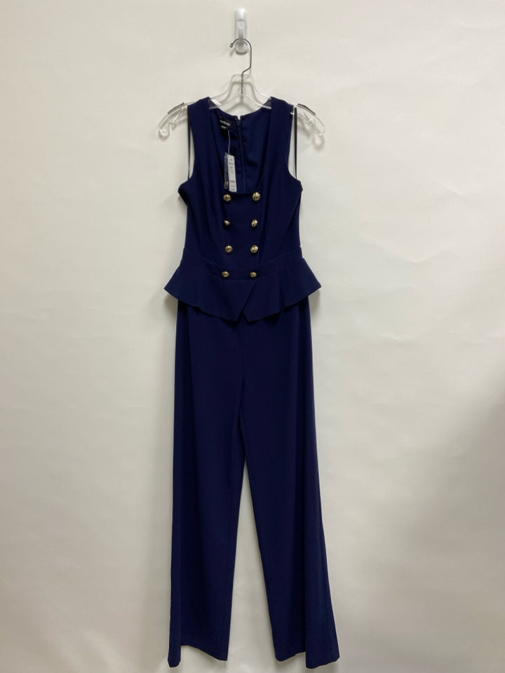 NWT Bebe Size 6 Navy Buttons Sleeveless Ladies Jumpsuit