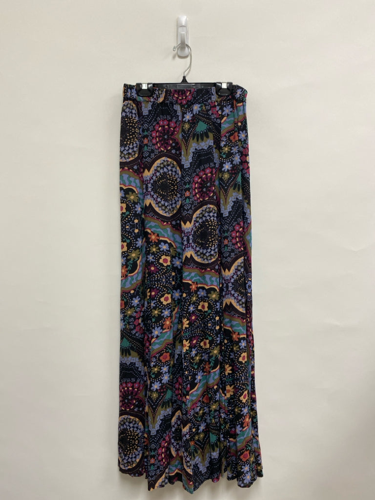 Free People Size S Black/Blue Purple/Multi Floral Maxi Ladies Skirt