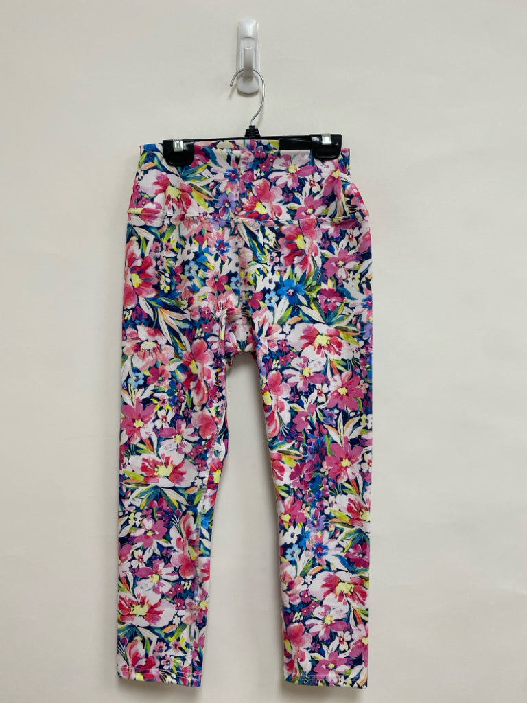 NWT RBX Size S Pink/Blue Multi Color Floral Cropped Athletic Leggings